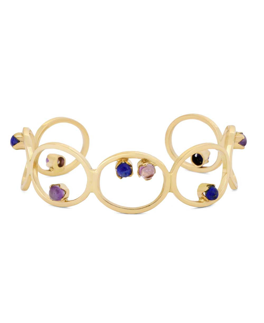 Interlocking Circle Cuff, Amethyst and Lapis