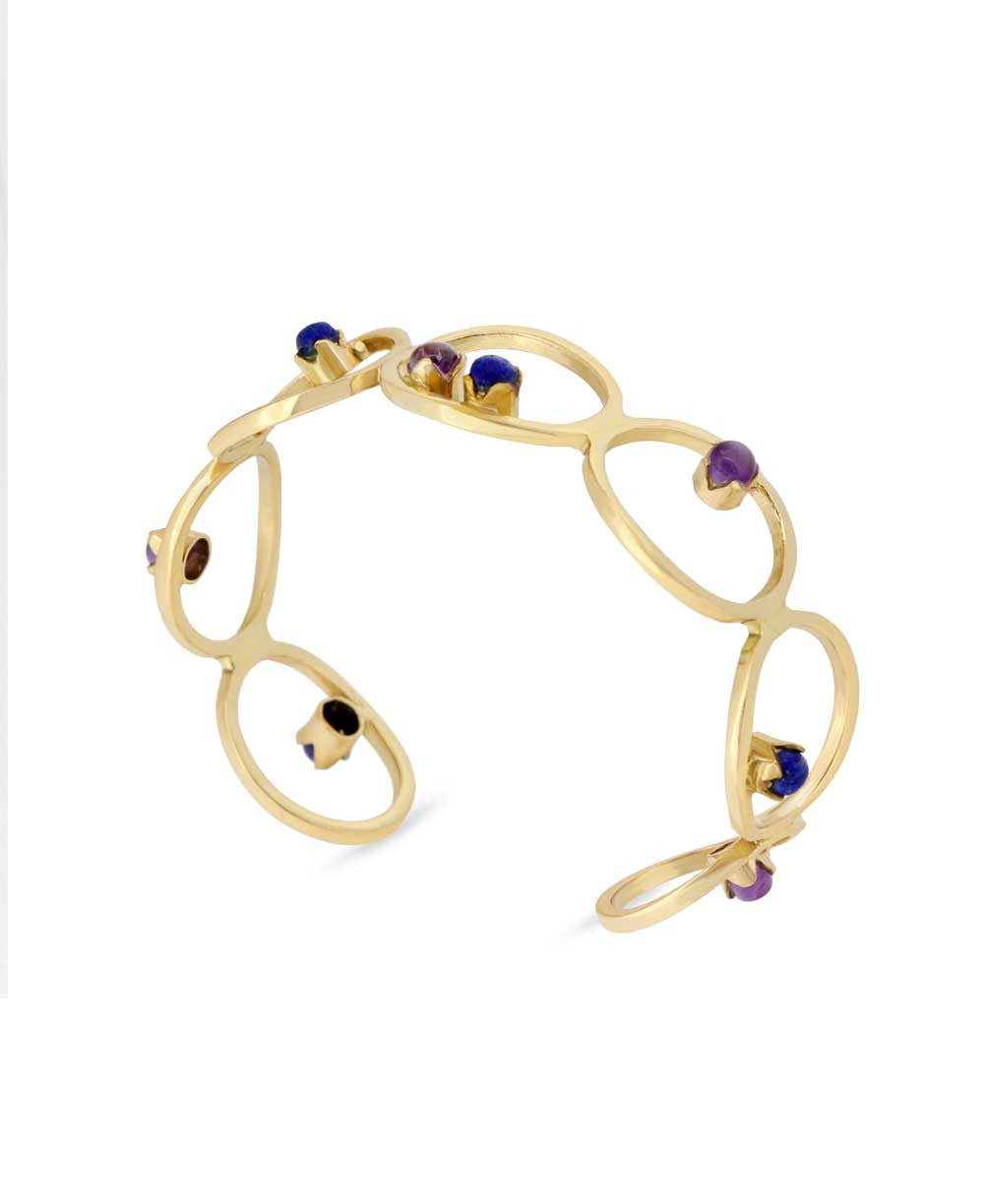 Interlocking Circle Cuff, Amethyst and Lapis