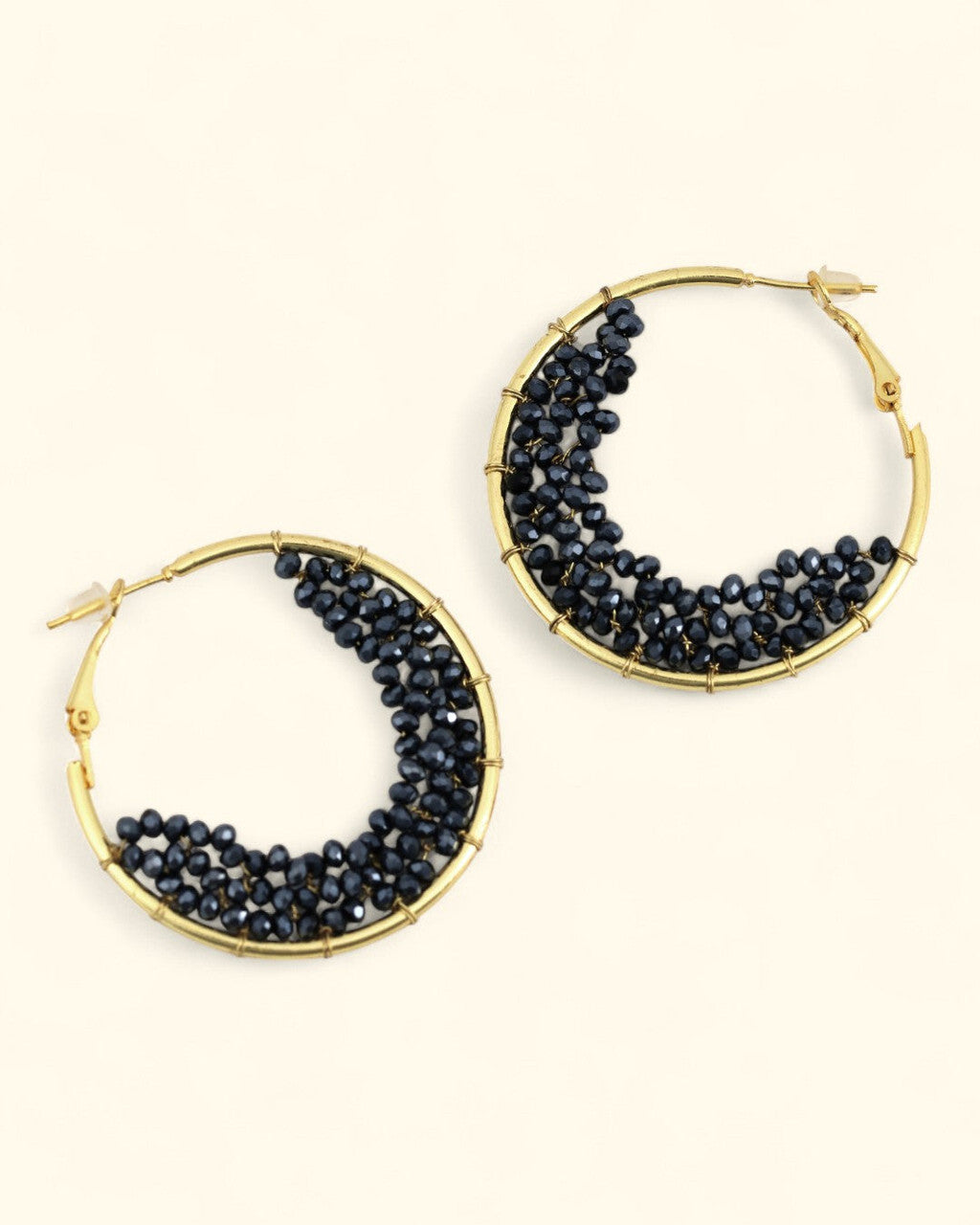 Beaded Crescent Hoop Earrings