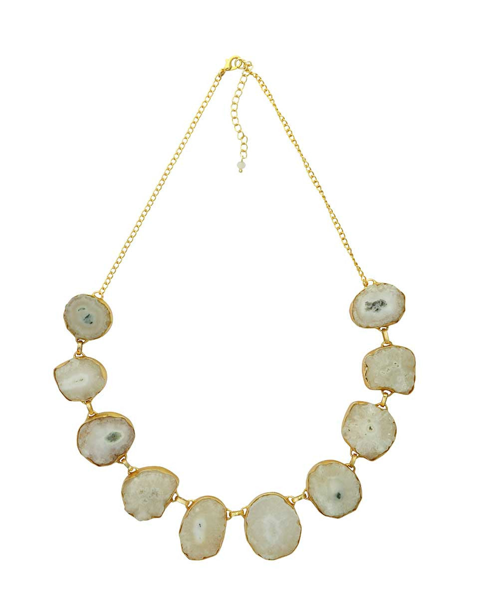 Freeform Agate Slice Necklace in Gold-Plated Brass