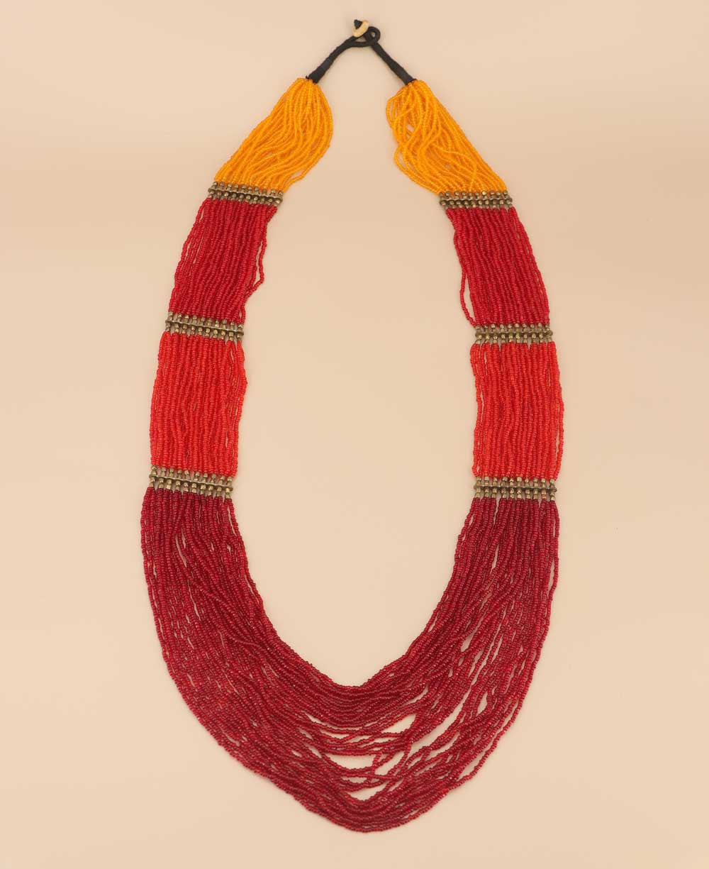 Sunrise Gradient Multi-Strand Beaded Necklace