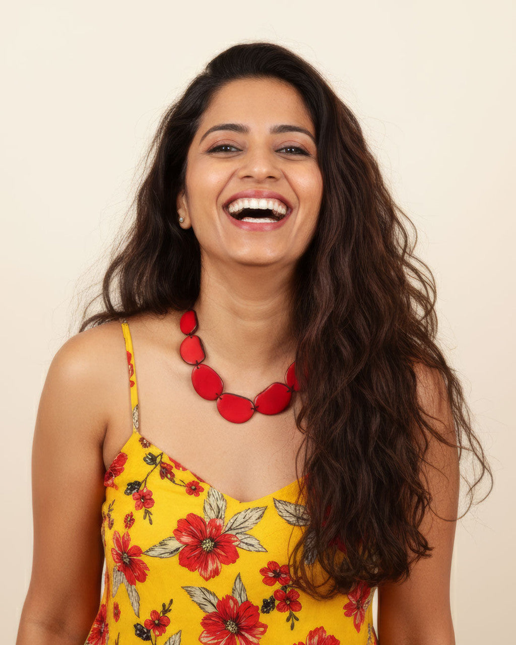 Red Tagua Chip Collar Necklace