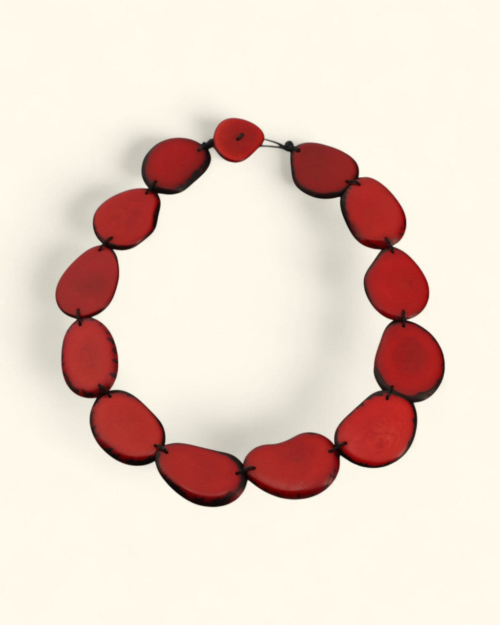 Red Tagua Chip Collar Necklace