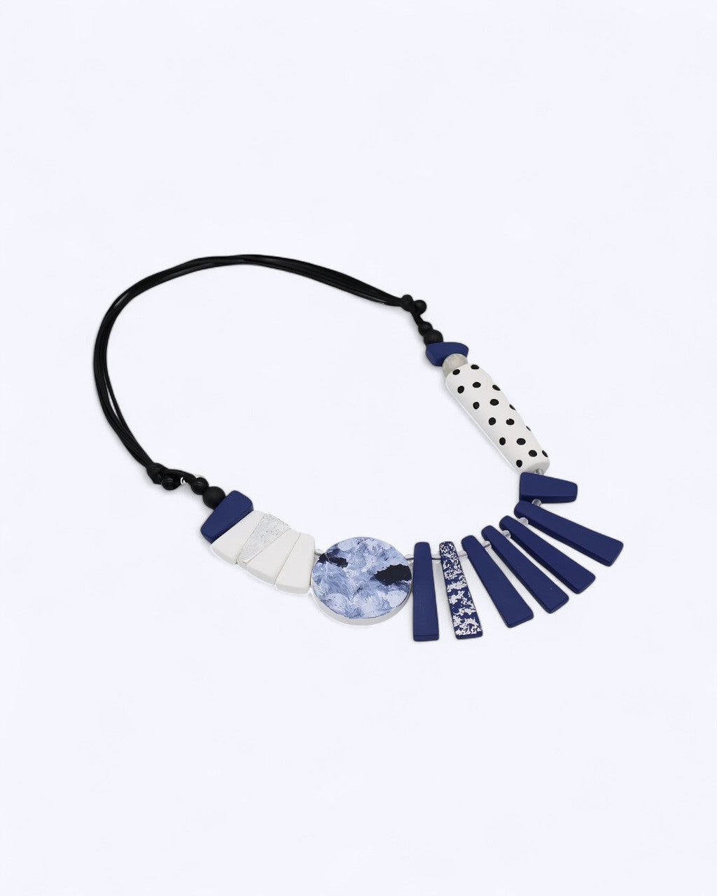 Navy and White Resin Bib Necklace