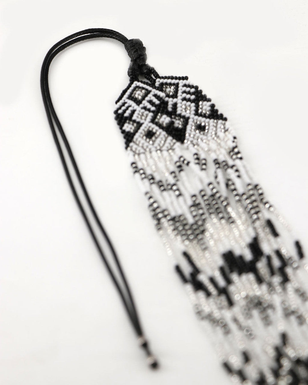 Black and White Beaded Cascade Necklace