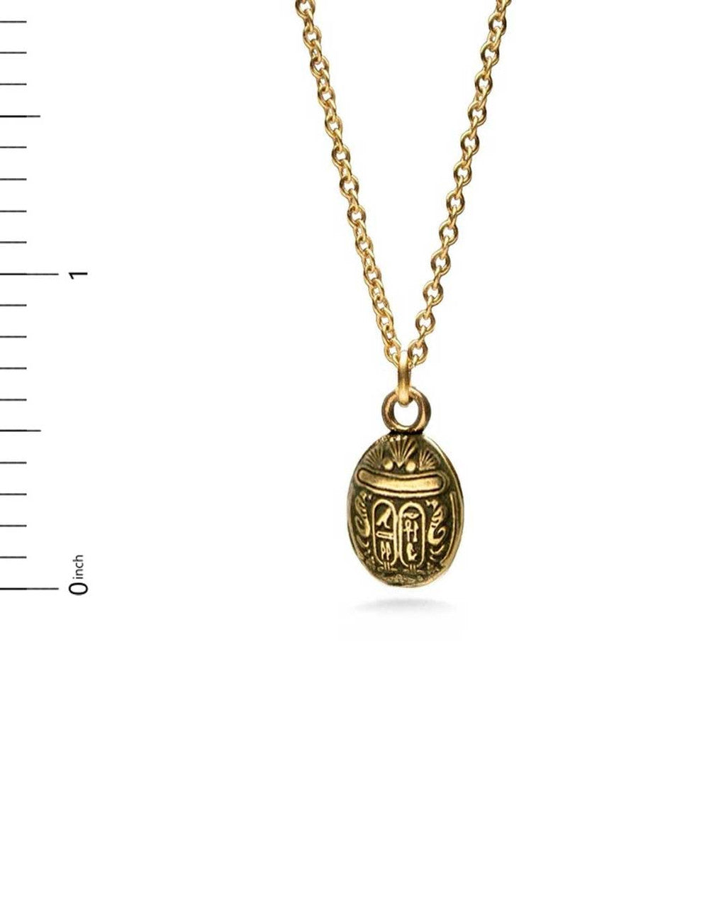 Etched Scarab Pendant on Fine Cable Chain