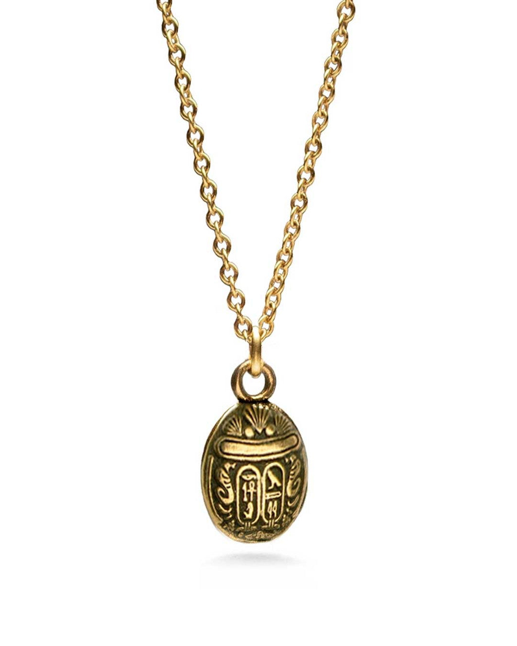 Etched Scarab Pendant on Fine Cable Chain
