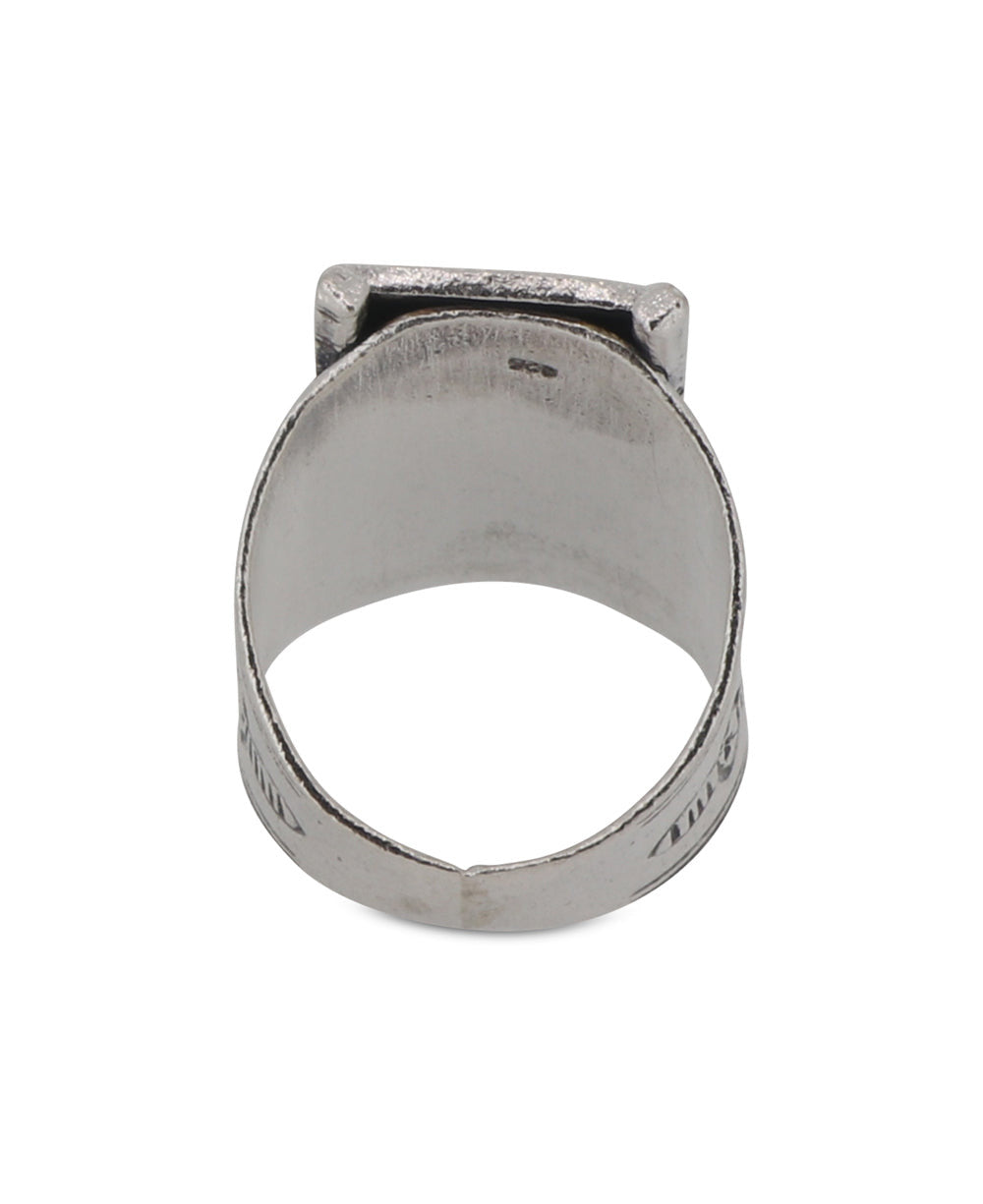 Etched Silver Panel Ring
