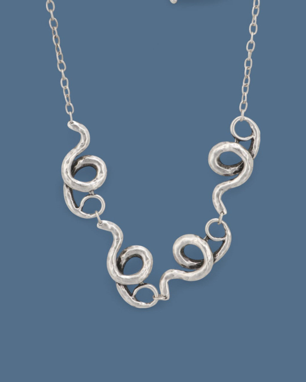 Hammered Spiral Wave Necklace