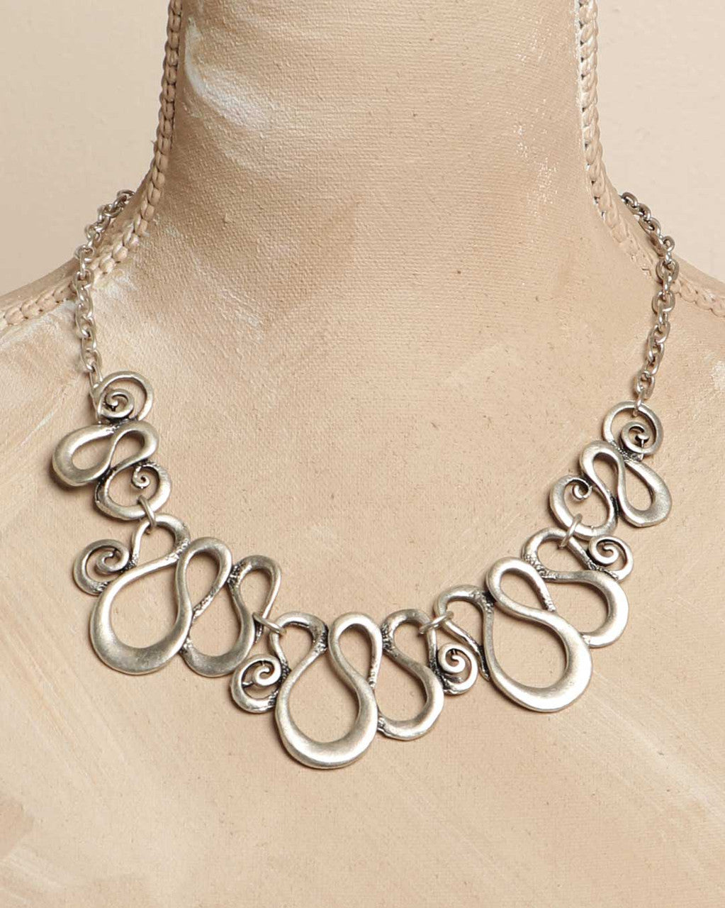 Open-Loop Scrollwork Bib Necklace