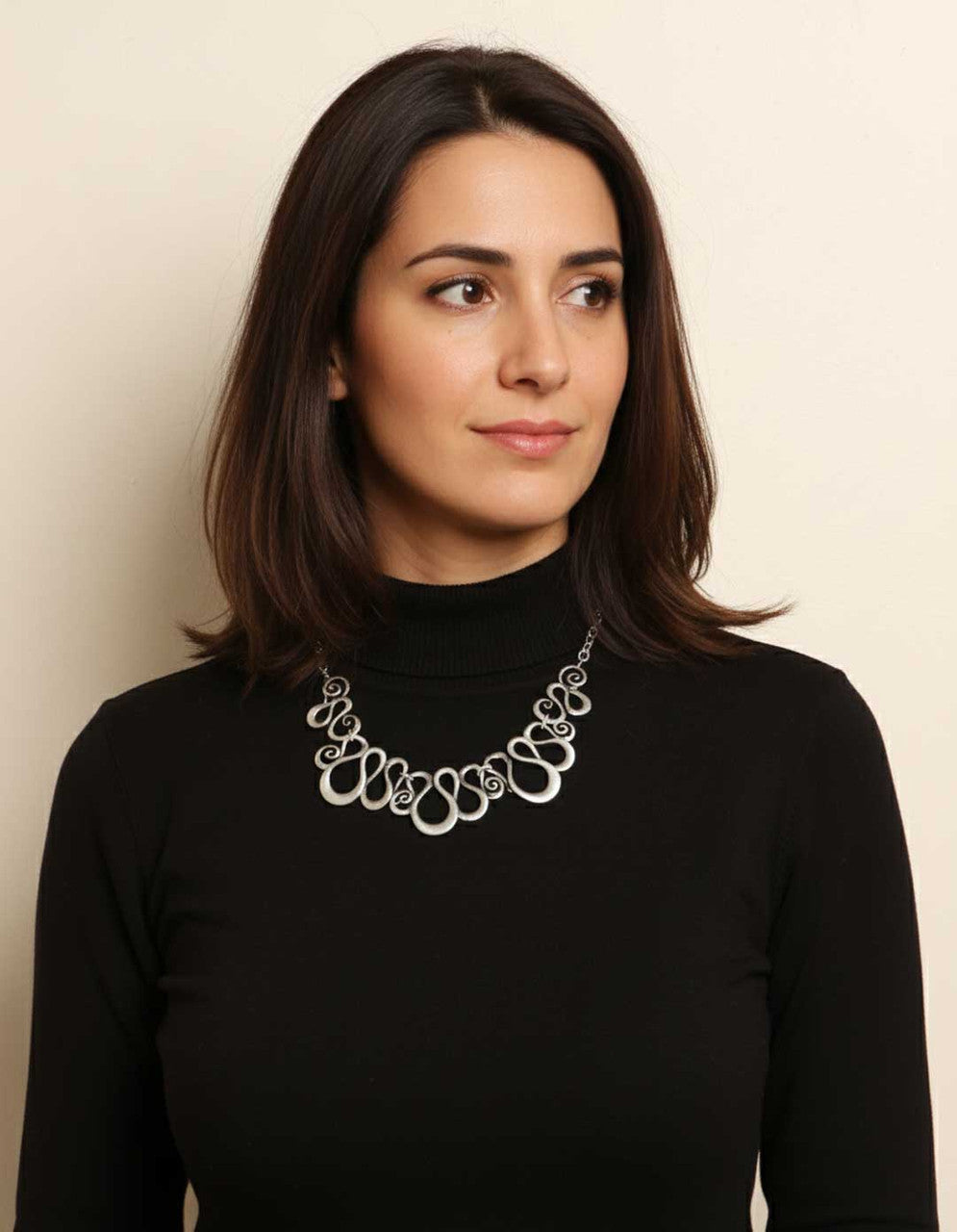 Open-Loop Scrollwork Bib Necklace
