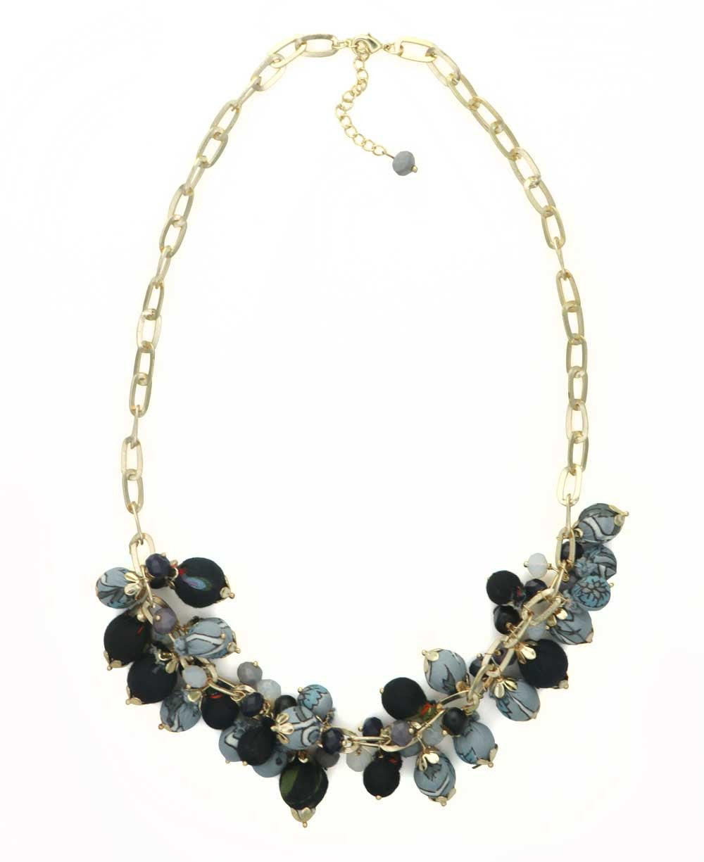 Clustered Bead Bib in Ink, Slate and Dove Blue