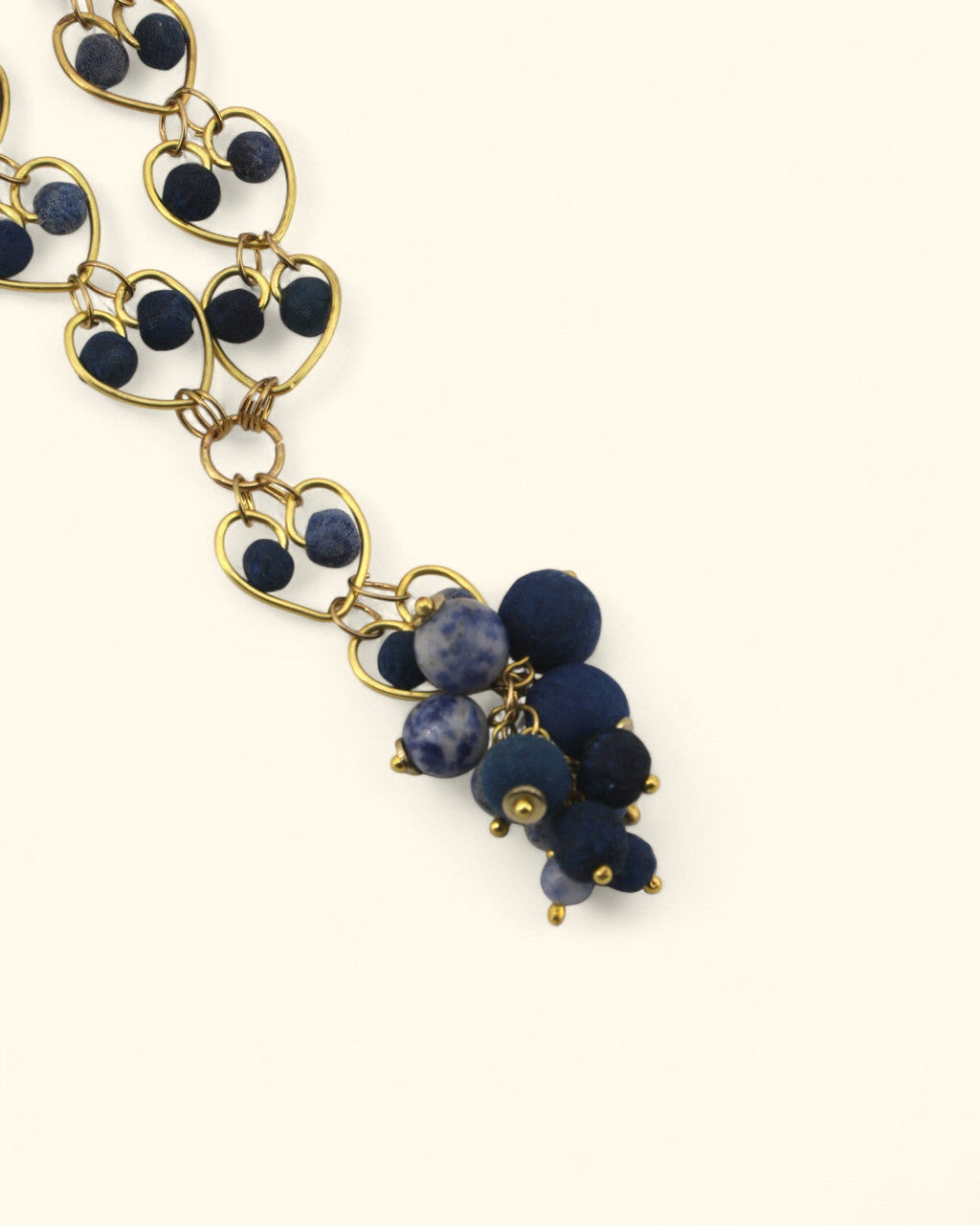 Indigo Heart-Link Cluster Necklace