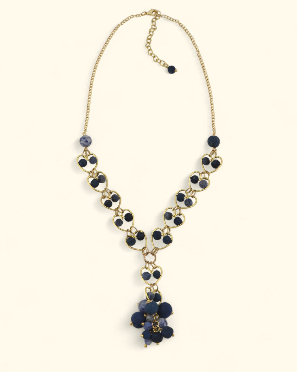 Indigo Heart-Link Cluster Necklace
