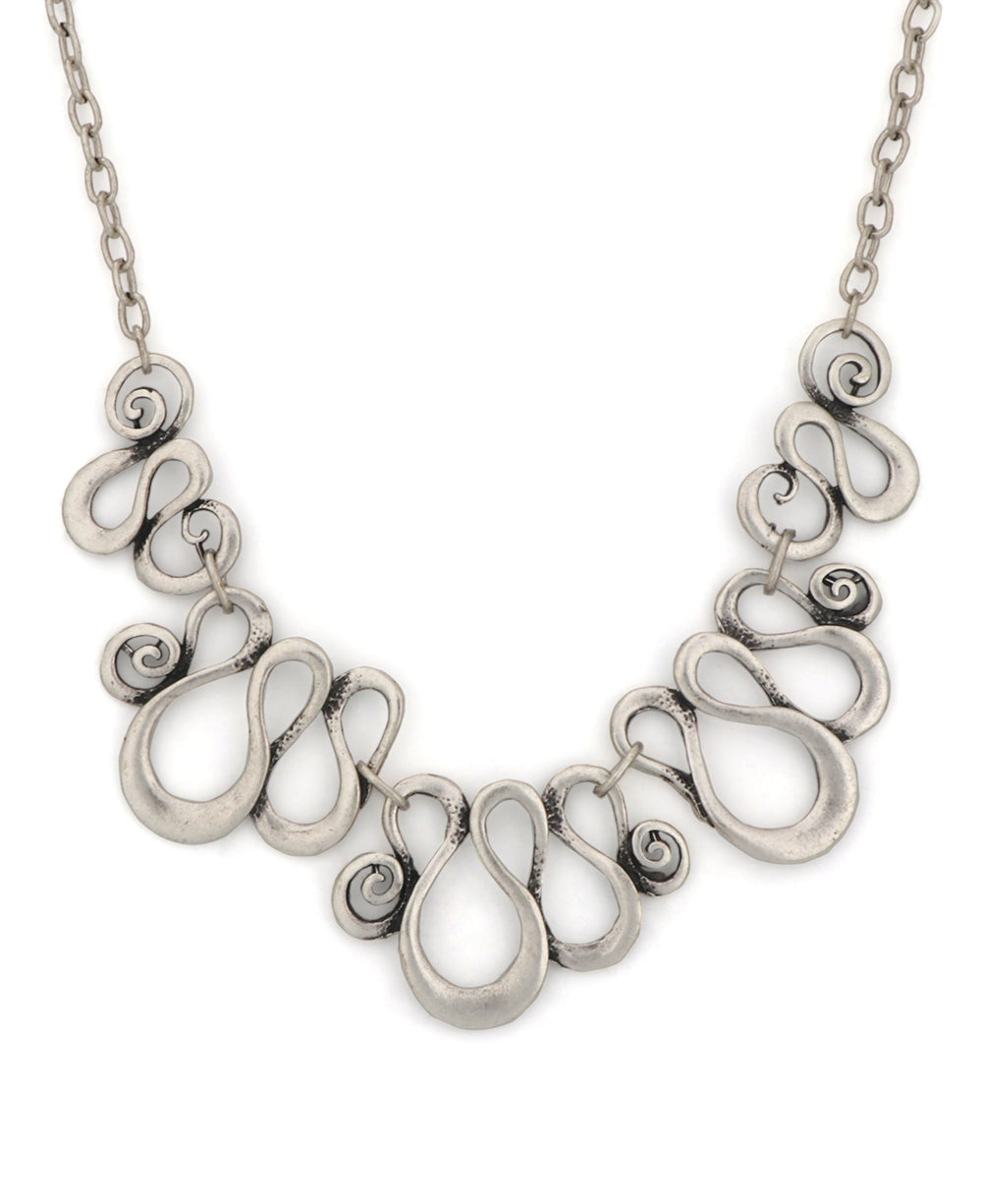 Open-Loop Scrollwork Bib Necklace