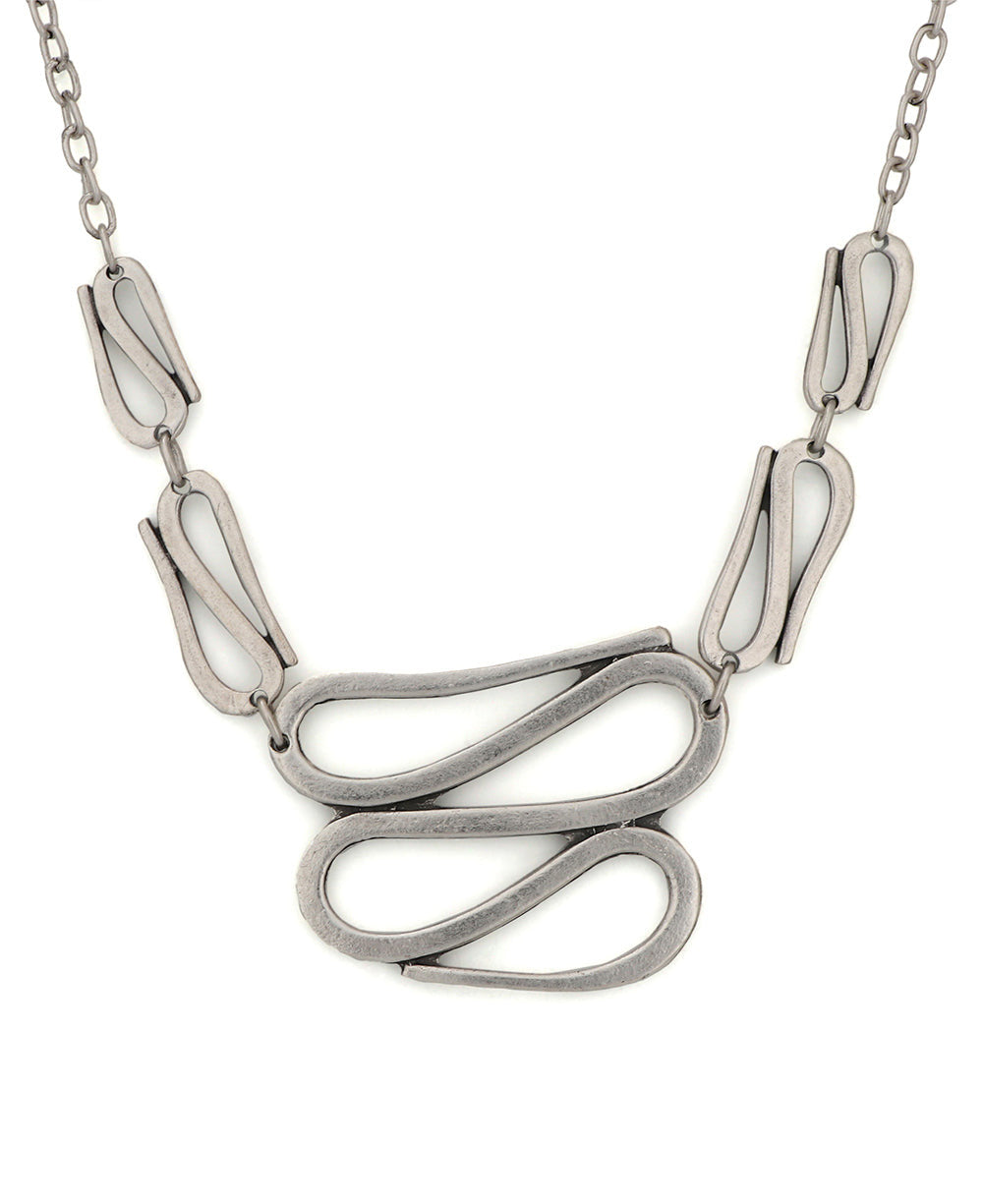 S-Curve Sculptural Silver-Tone Necklace