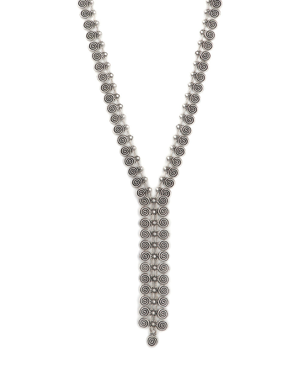 Spiral-Disc Y-Drop Necklace