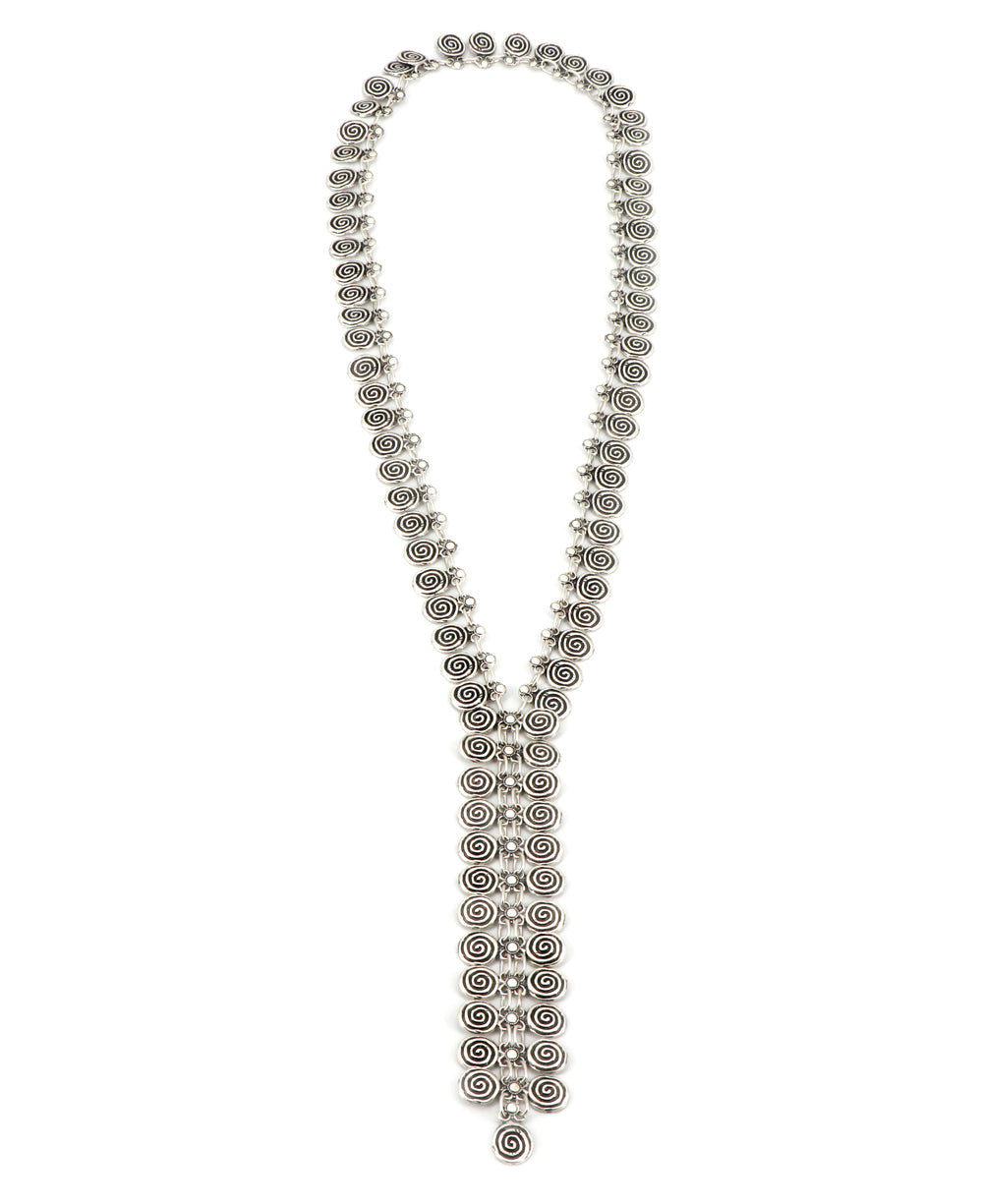 Spiral-Disc Y-Drop Necklace
