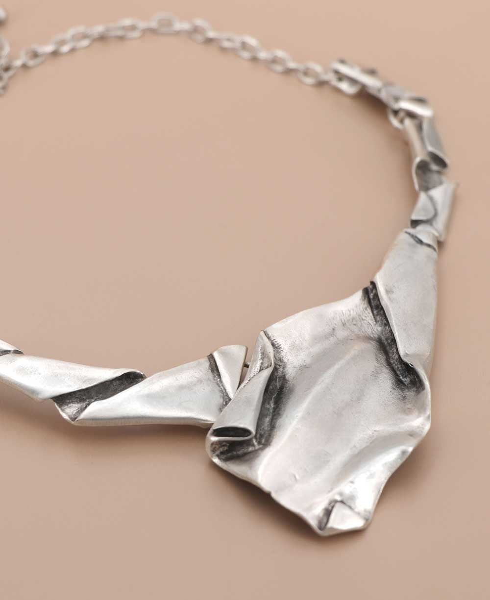 Folded Panel Bib Necklace