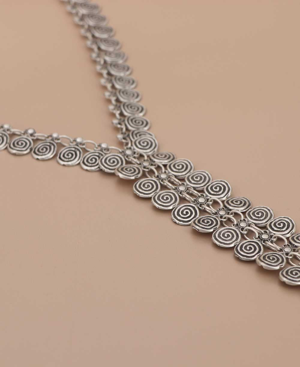 Spiral-Disc Y-Drop Necklace
