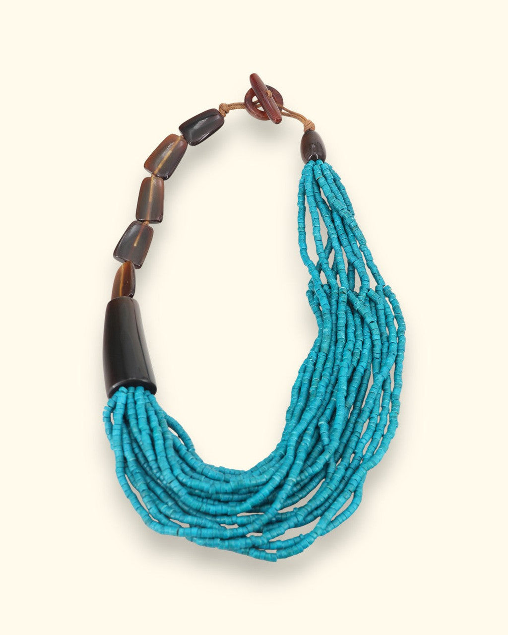 Multi-Strand Turquoise Bib Necklace with Horn Yoke