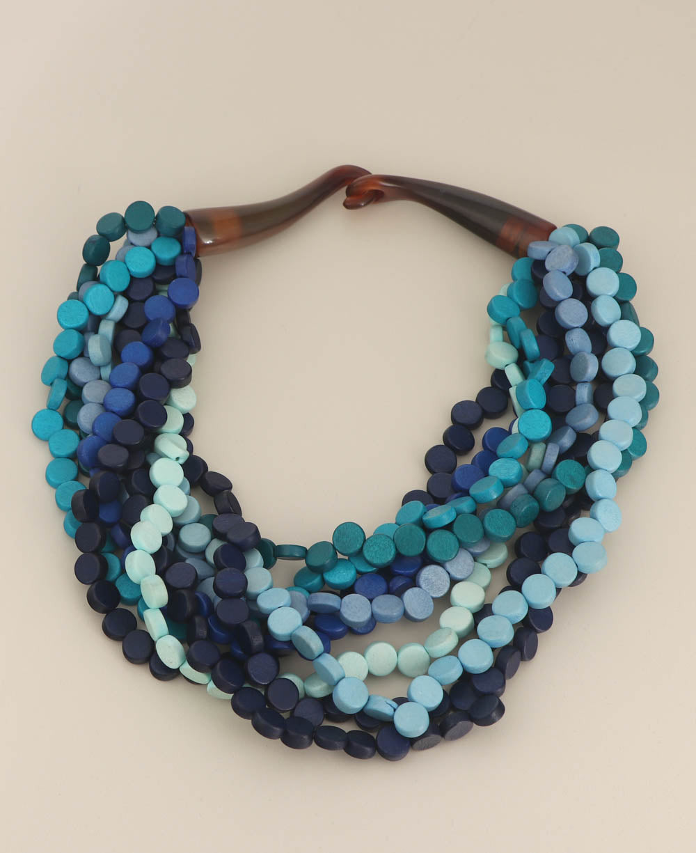Nine-Strand Twist Necklace in Four Blues