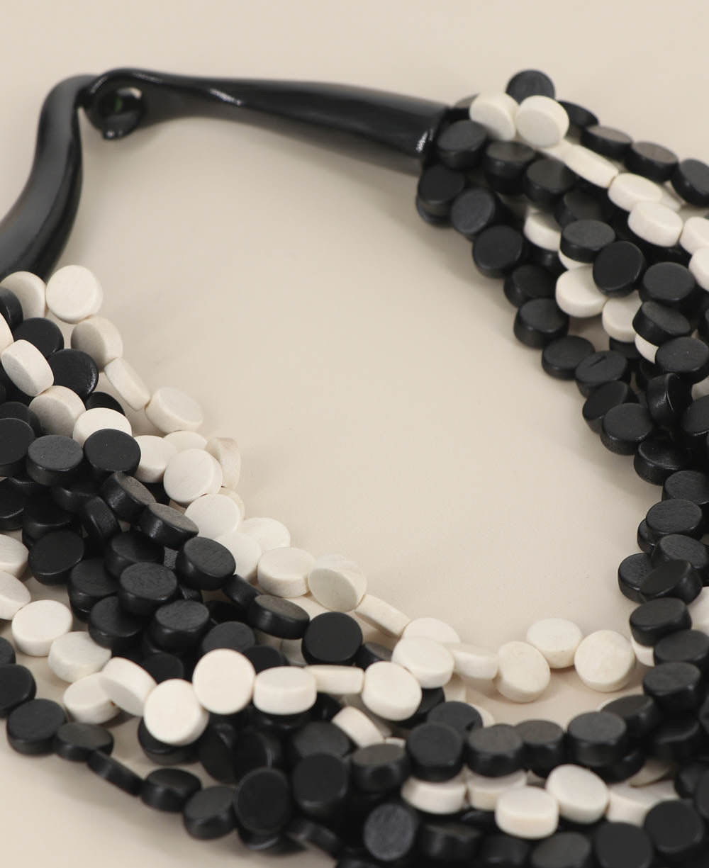Twisted Nine-Strand Disc Necklace, Black and White