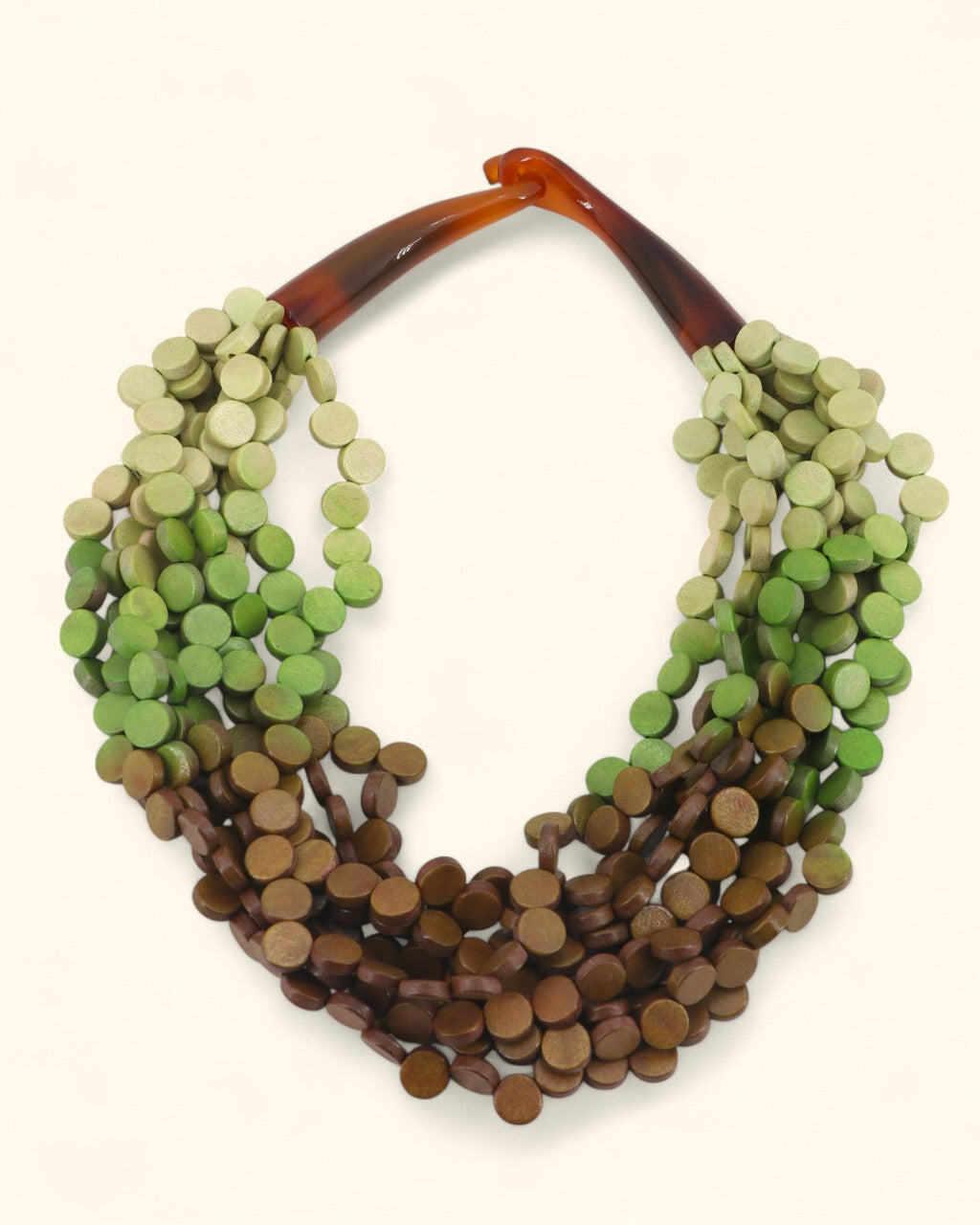 Ombré Wood Disc Necklace with Horn Hook