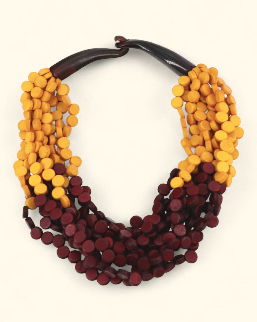 Saffron-to-Burgundy Wood Disc Collar
