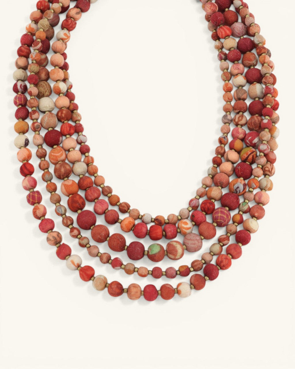 Sunset Five-Strand Fabric-Wrapped Bead Necklace