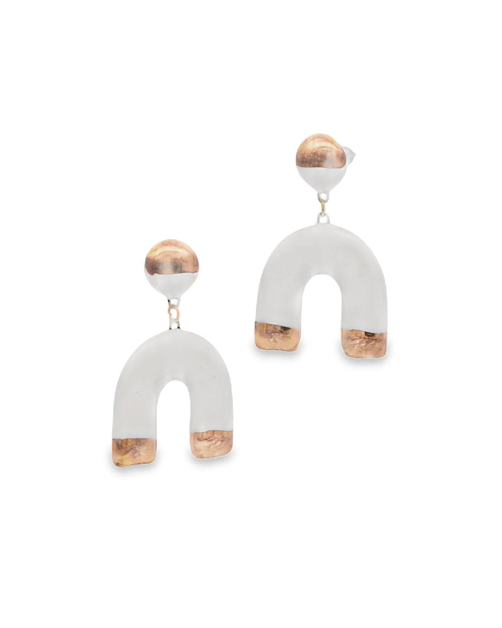 Gold-Dipped Ceramic Arch Earrings