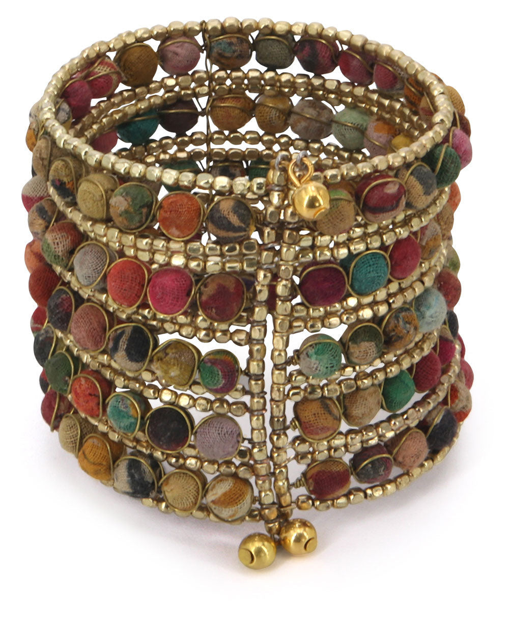 Textile Bead Grid Cuff