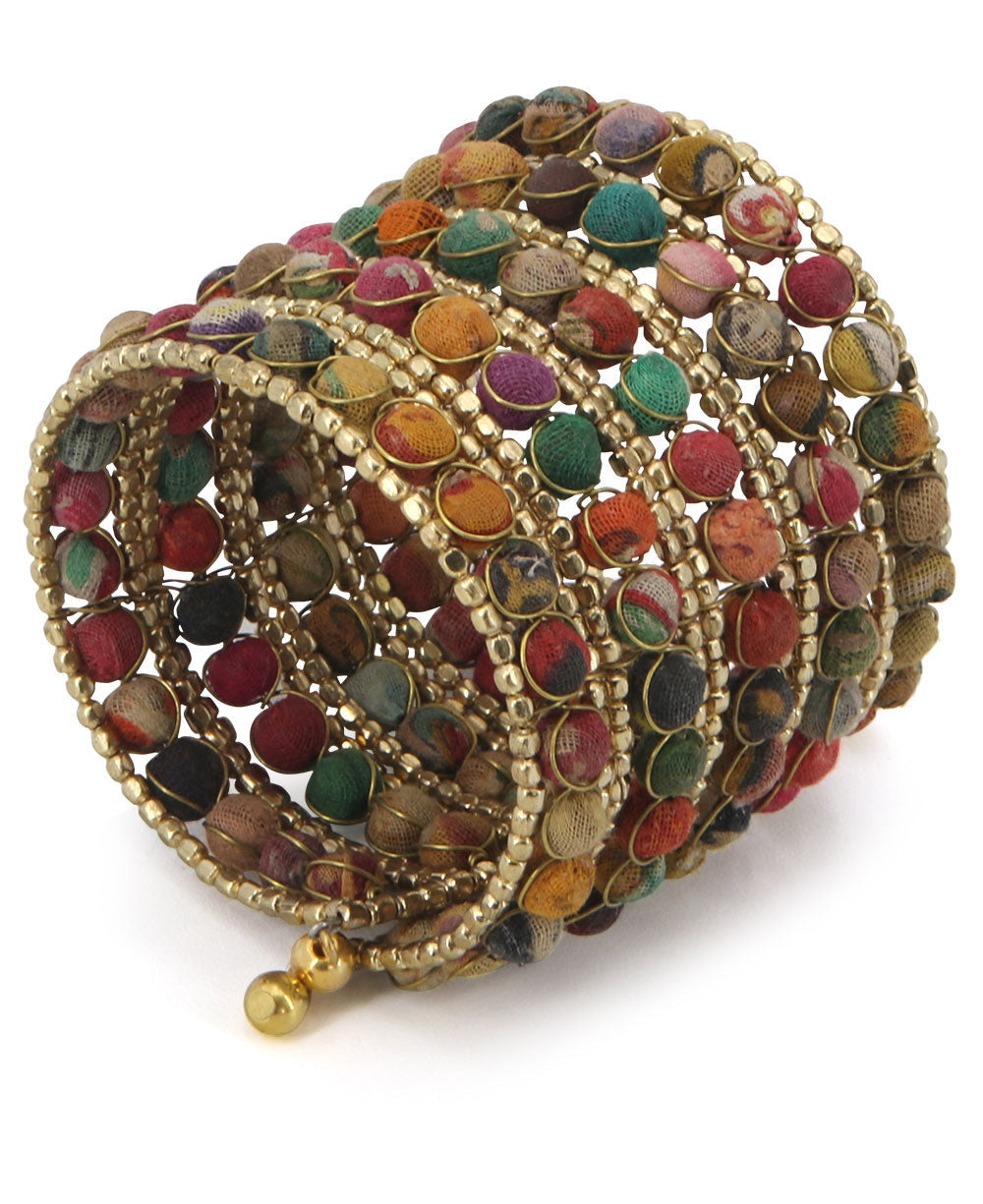 Textile Bead Grid Cuff