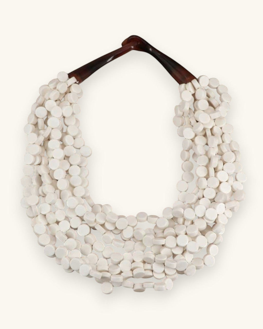 White Disc Multi-Strand Collar Necklace