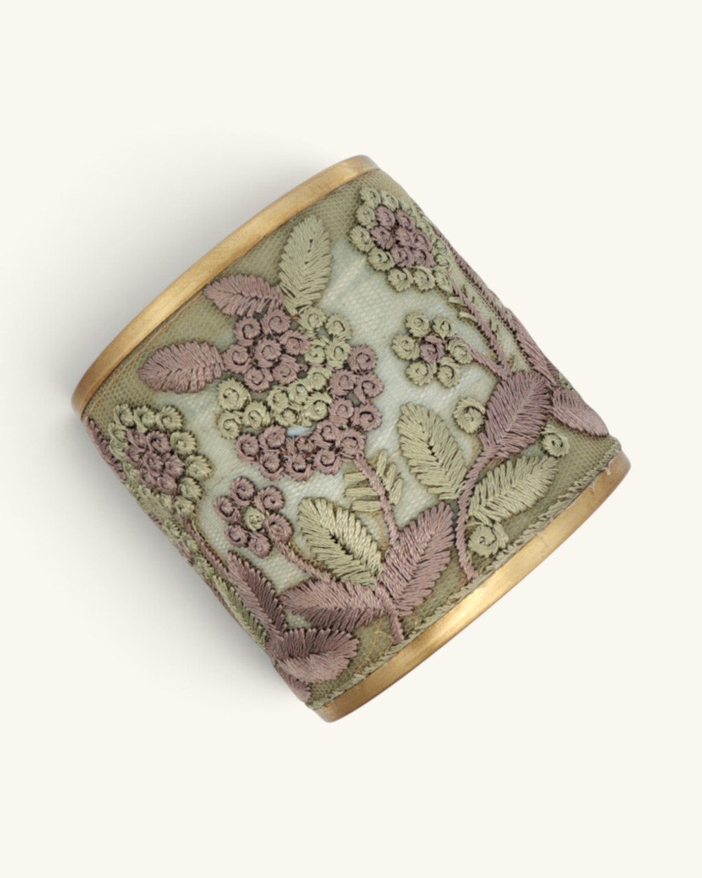 Embroidered Floral Cuff in Mauve and Sage
