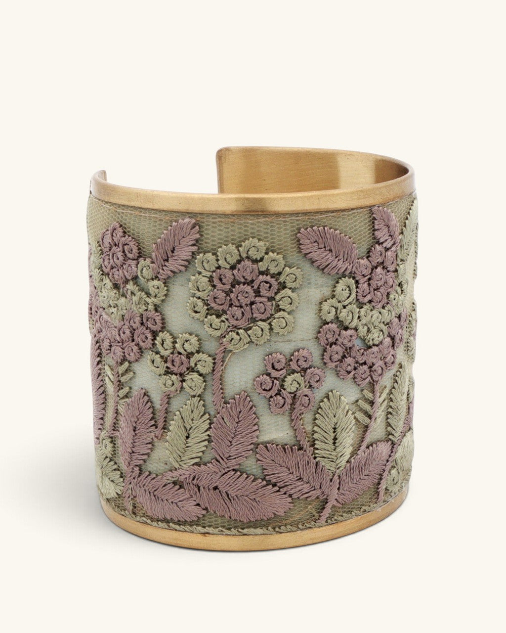 Embroidered Floral Cuff in Mauve and Sage
