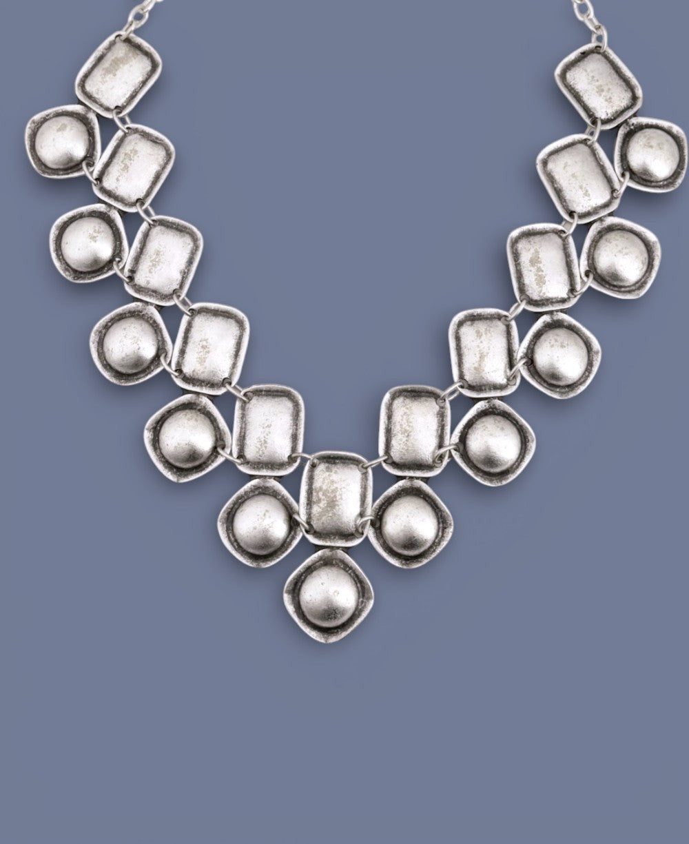 Two-Row Disc Collar in Matte Silver