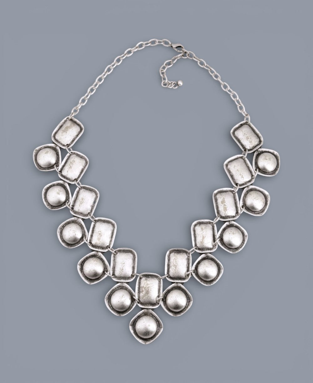 Two-Row Disc Collar in Matte Silver