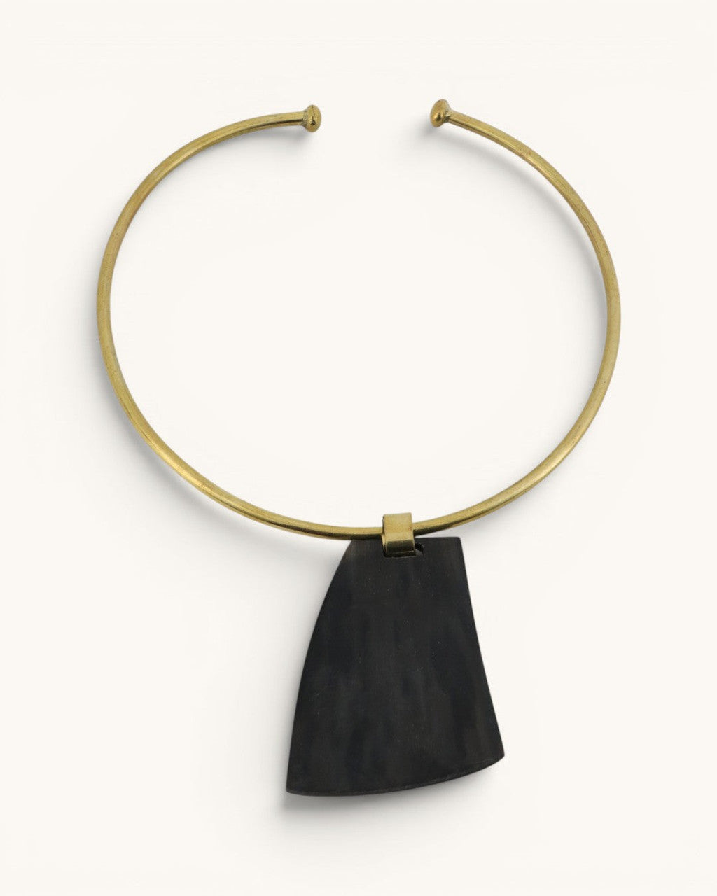Black Horn Trapezoid Pendant Brass Collar