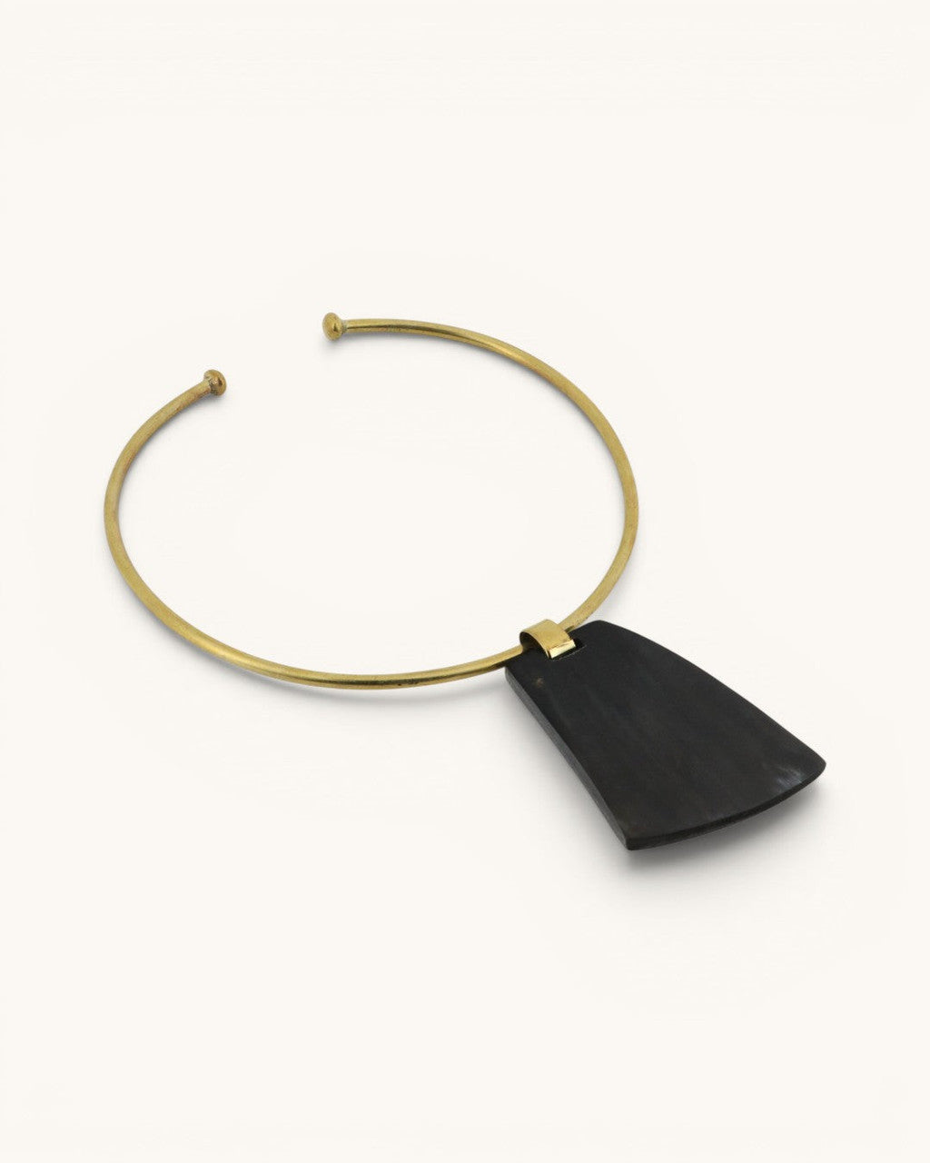 Black Horn Trapezoid Pendant Brass Collar