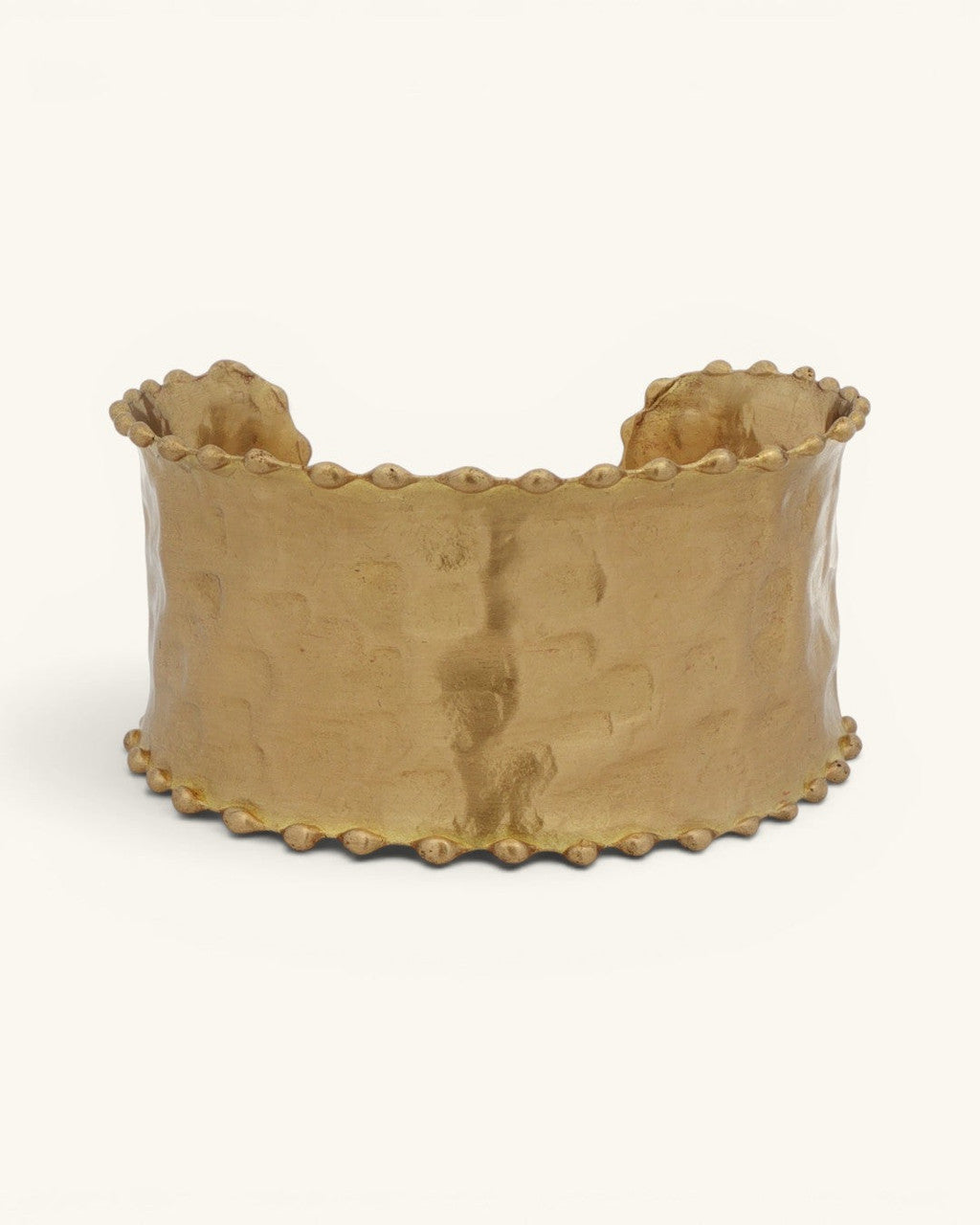 Hammered Brass Cuff with Beaded Rim