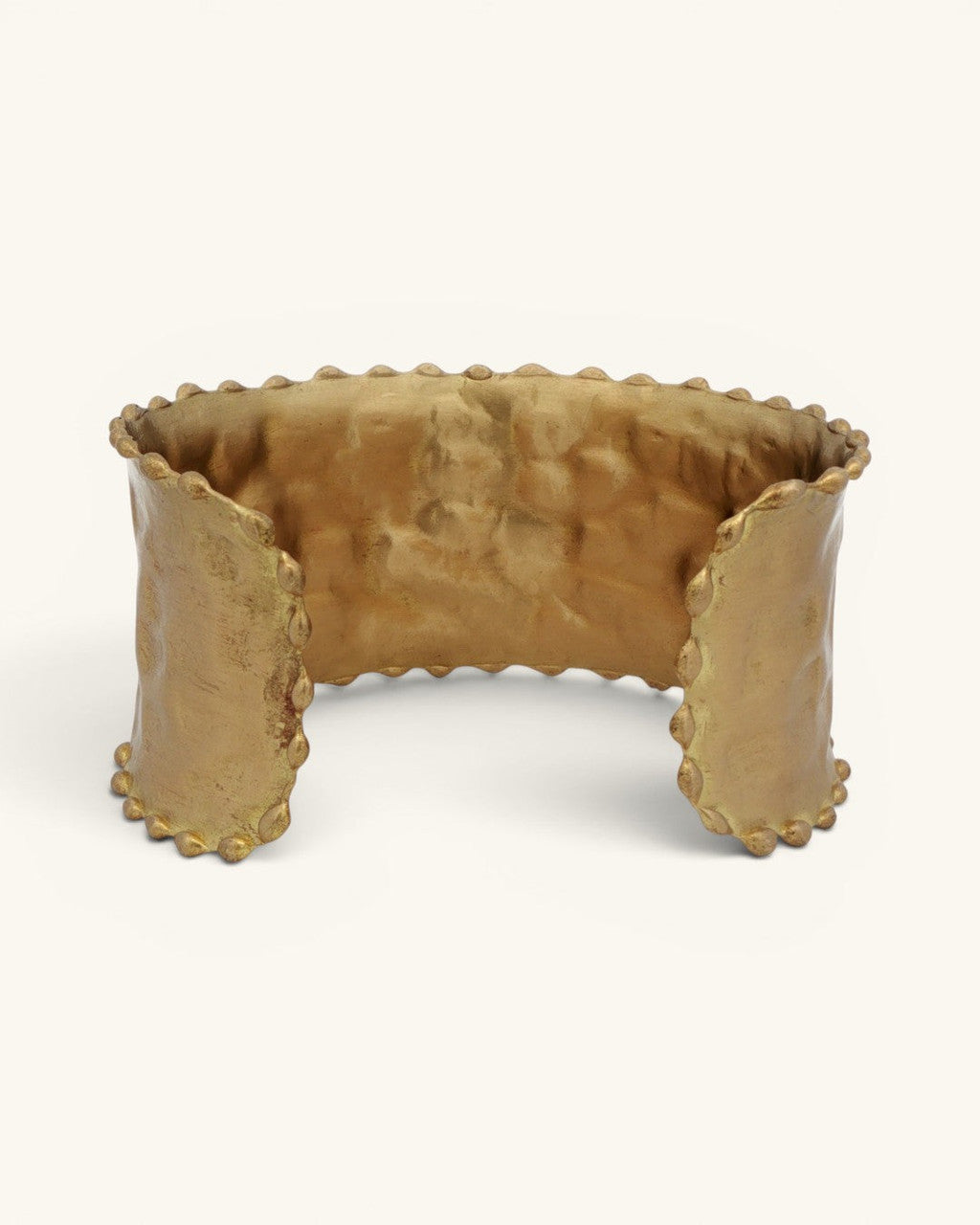 Hammered Brass Cuff with Beaded Rim