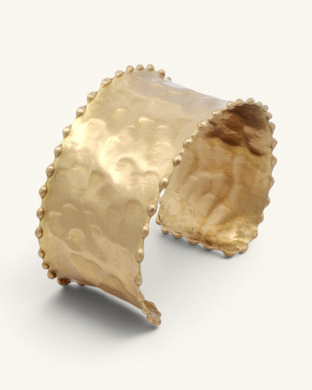 Hammered Brass Cuff with Beaded Rim