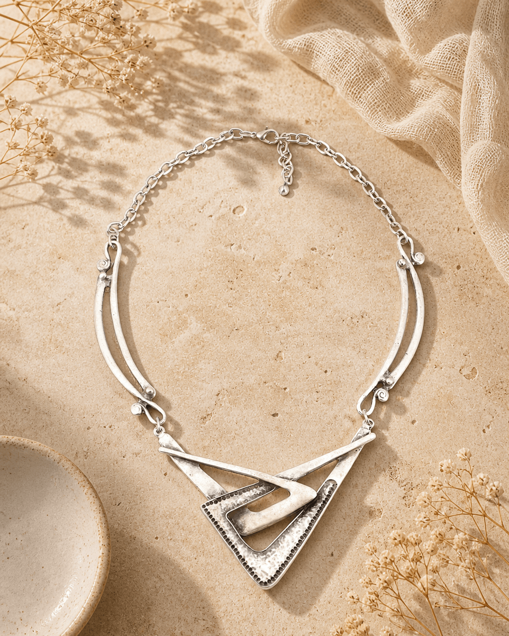 Interlocking Chevron Pendant Necklace