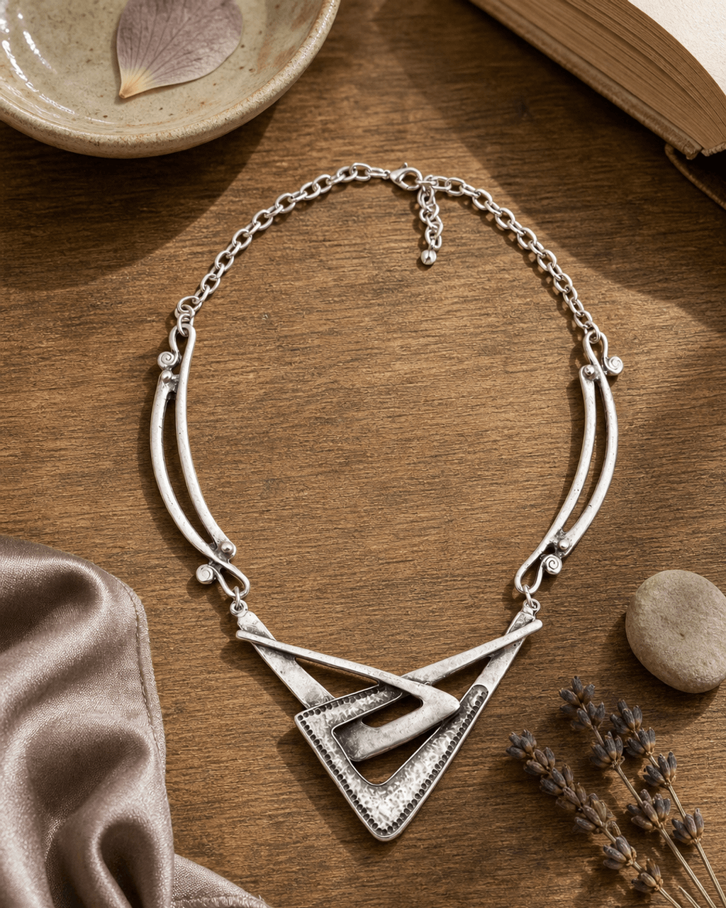 Interlocking Chevron Pendant Necklace