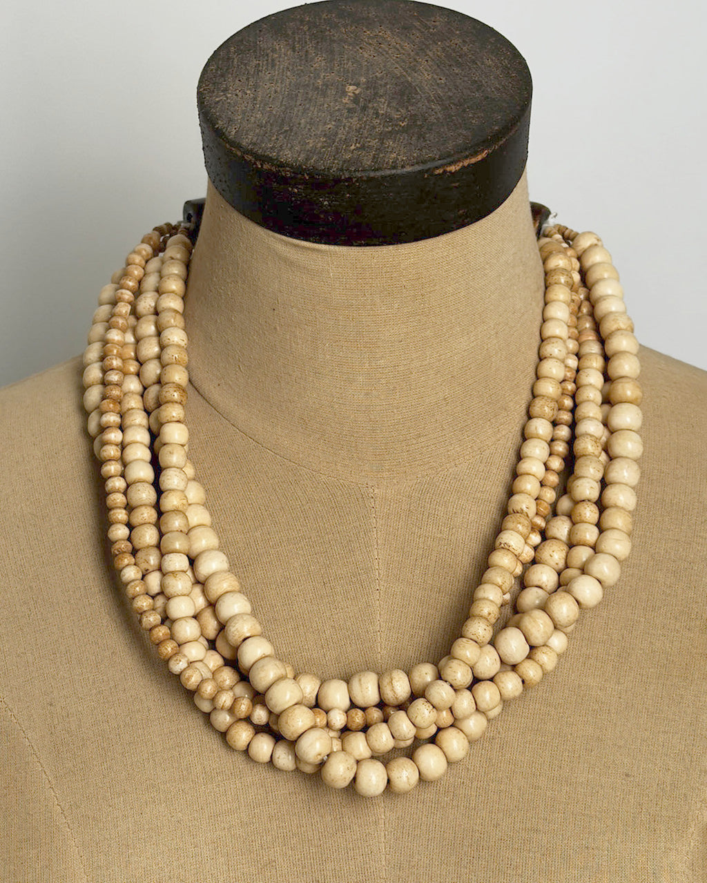 Five-Strand Bone Collar Necklace with Horn Wedge Closure