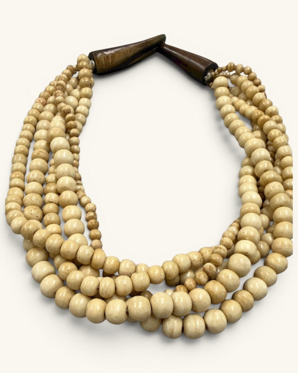 Five-Strand Bone Collar Necklace with Horn Wedge Closure