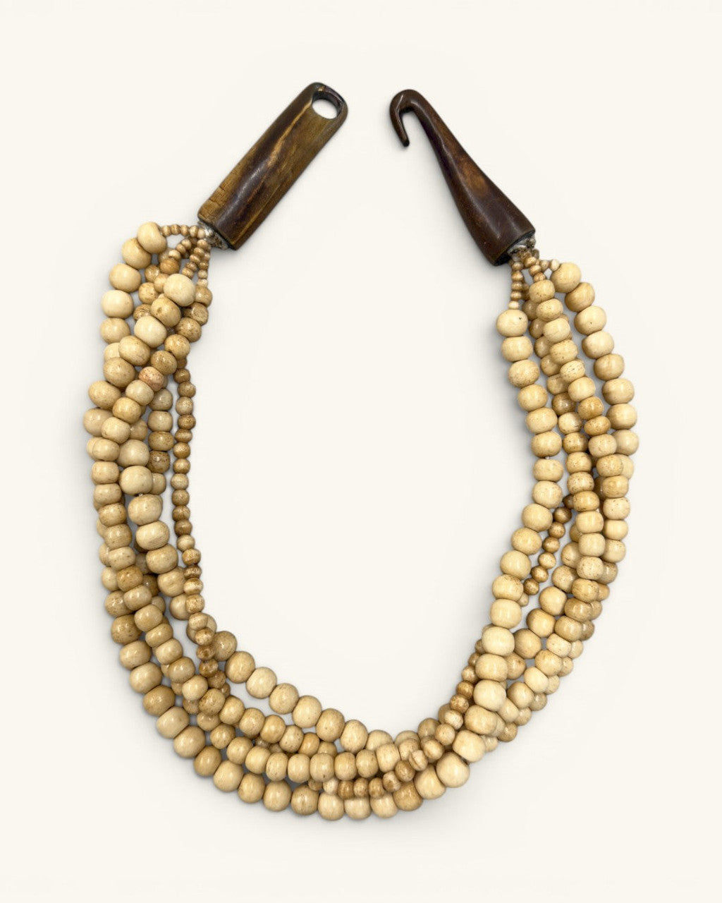 Five-Strand Bone Collar Necklace with Horn Wedge Closure