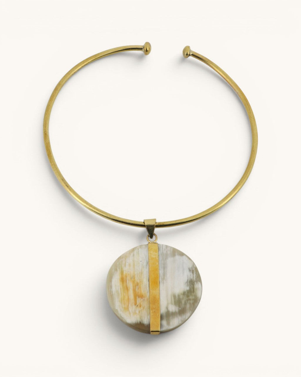 Open Brass Collar with Split Horn & Bone Disc