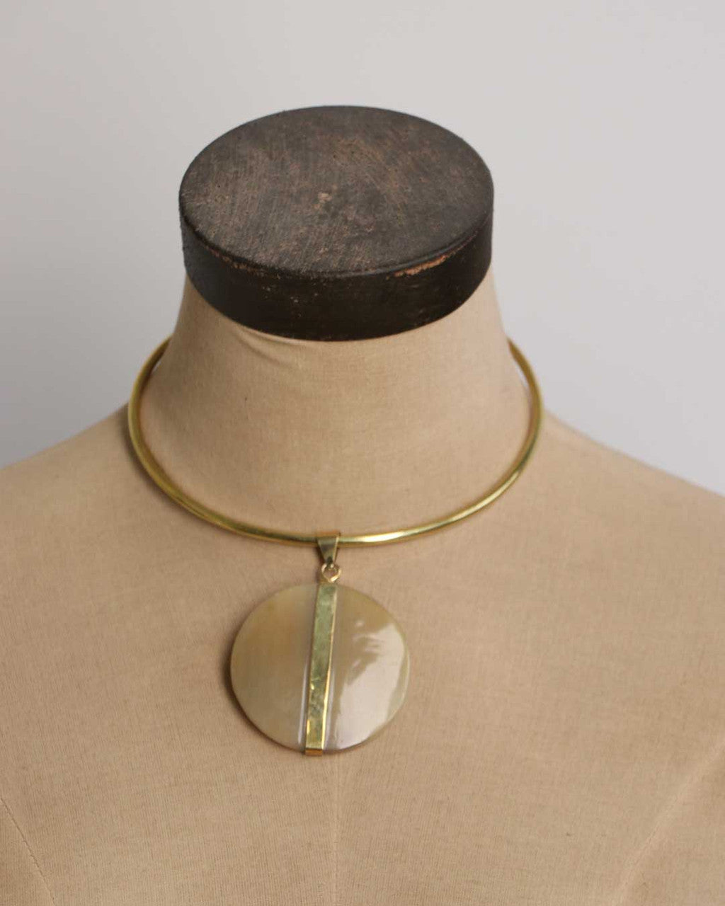 Open Brass Collar with Split Horn & Bone Disc